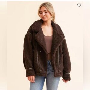 NWT Z Supply Ari Sherpa Coat Dark Chocolate size L